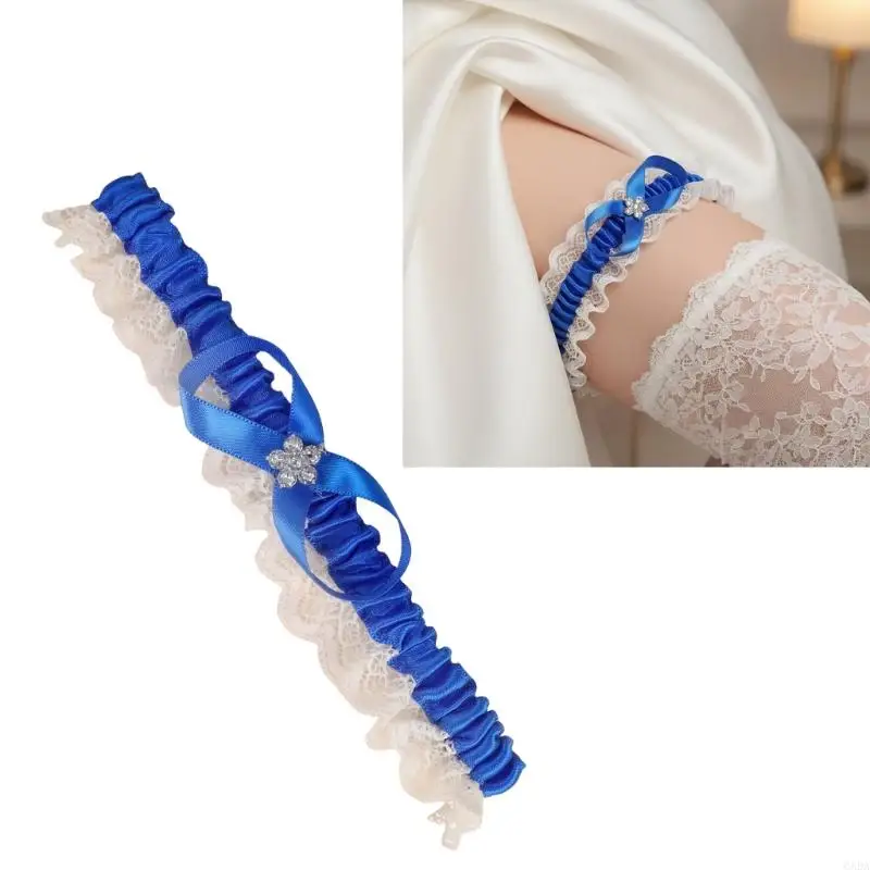 

Lace Thigh Chain Gothic Bows Rose Leg Garter for Trendy Female Fashion Crystal Leg Strap with Bows Rose for Themed Party 6XDA