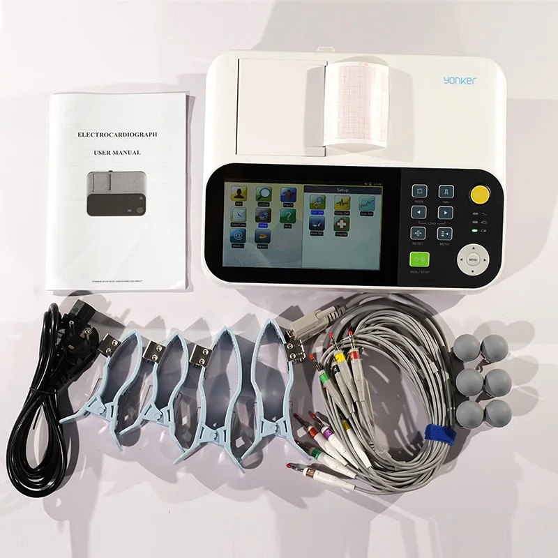 Hospital Clinic cardiac ing device electrodes 12 lead ekg machine portable electrocardiograph 3 6 channel