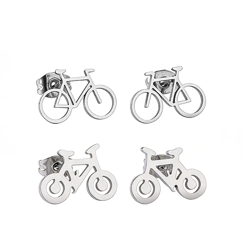 Stainless Steel Bicycle Stud Earrings For Men Motorcycle Bik