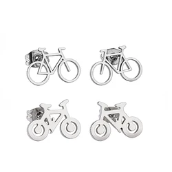 Stainless Steel Bicycle Stud Earrings For Men Motorcycle Biker Stud Earrings Jewelry Accessories