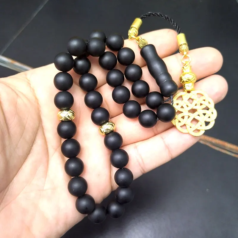 ALBASHAN Tasbih Men Black Matte agates stone muslim prayer beads islamic rosary 33 45 51 66 99 100 beads bracelets misbaha view 4