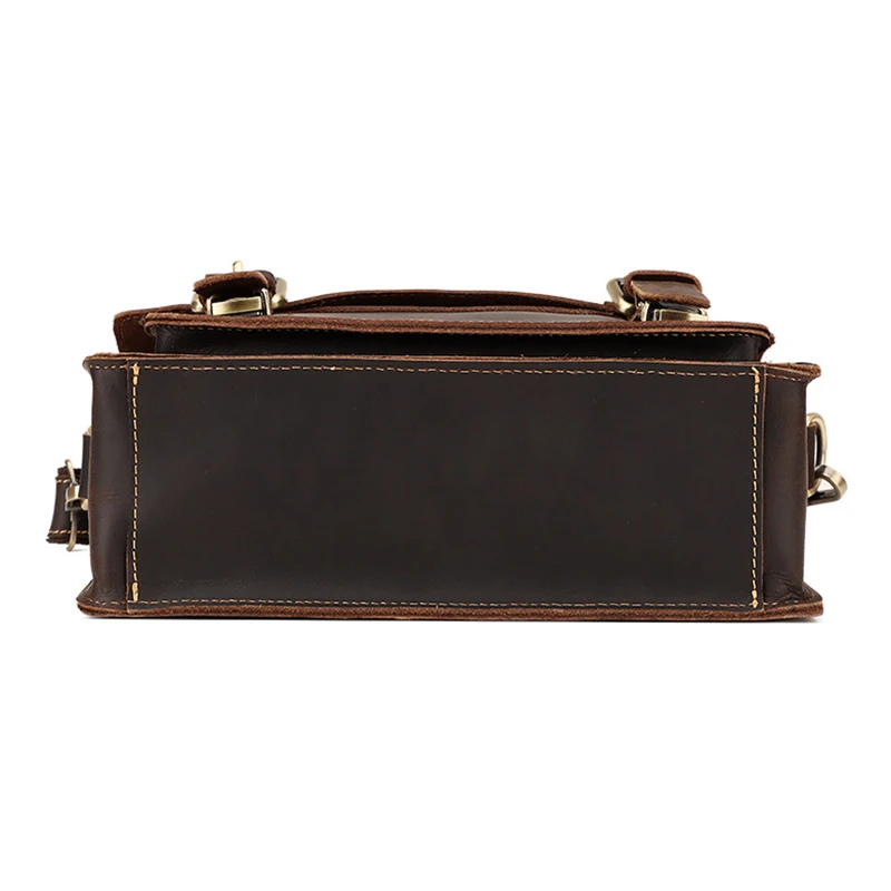 Men'S Shoulder Bag Top Layer Genuine Leather Cowhide Vintage Briefcase Tote Handbag Messenger Crossbody Side Portable Square Bag - view 6
