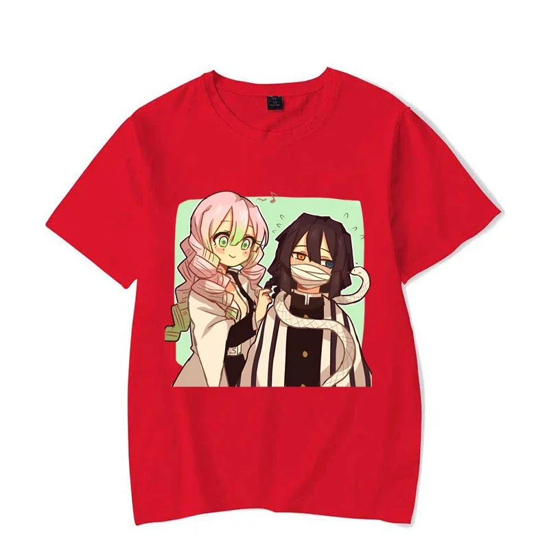 New Anime Kanroji Mitsuri Iguro Obanai Print T-shirts Women Men Summer Cool Short Sleeve Couple Y2K Casual T-shirts