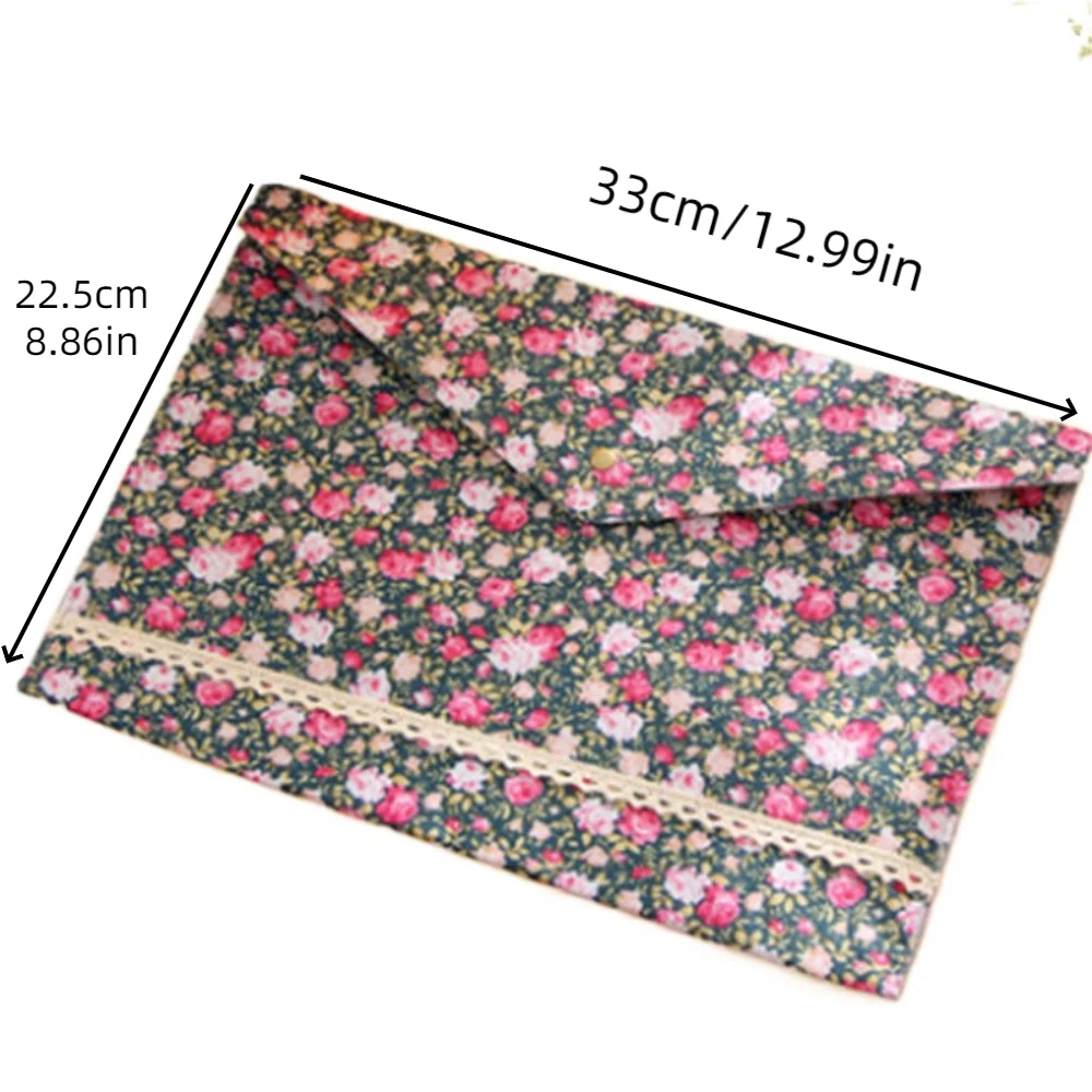 Document Protector Floral a4 File Bag Soft Elegant Envelope File Organizer Waterproof Large Capacity Test Paper Organizer Office