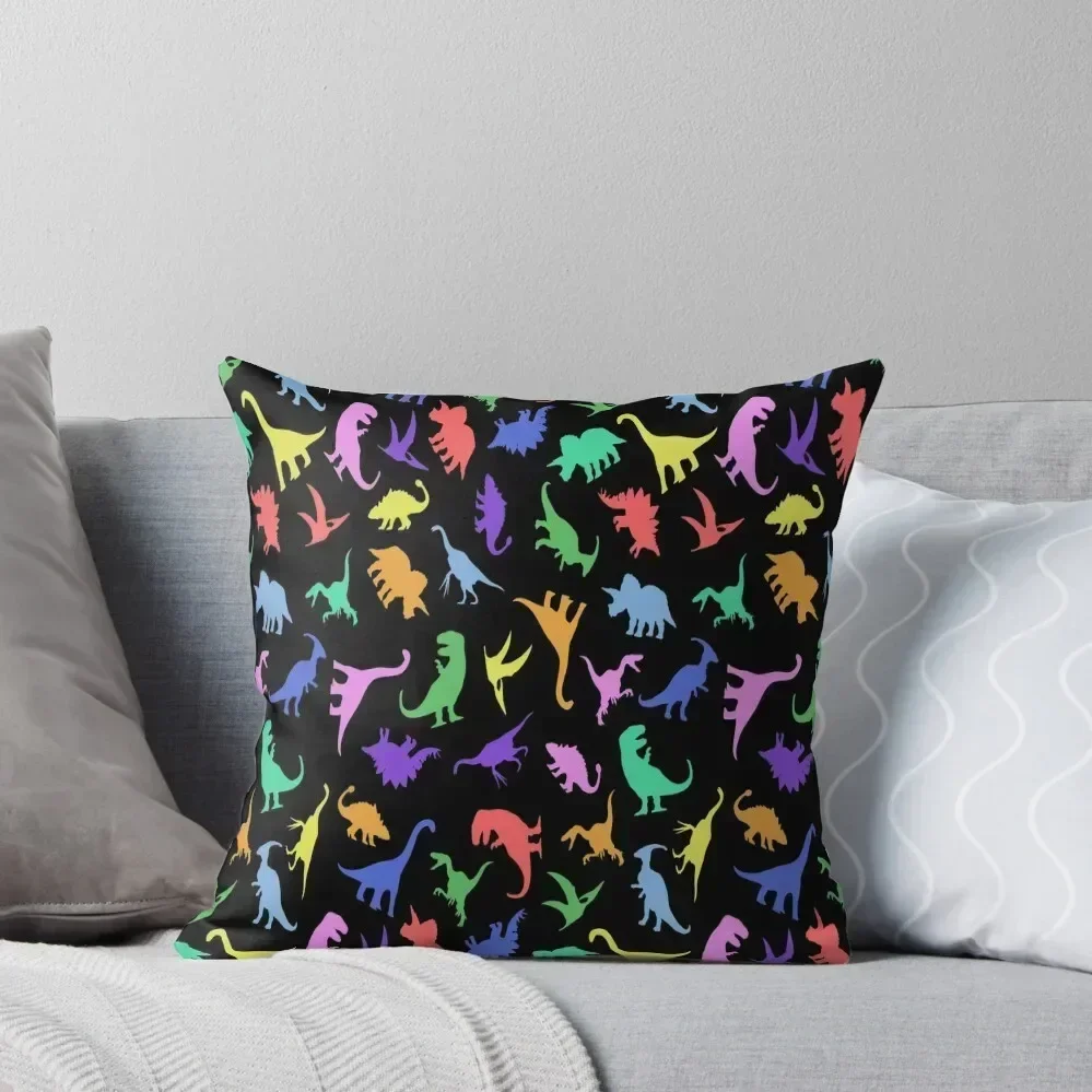 Fun Dinosaur Pattern (Black Background) Mask Christmas Covers Sofa Cushions Covers Decorative Cover For Living Room