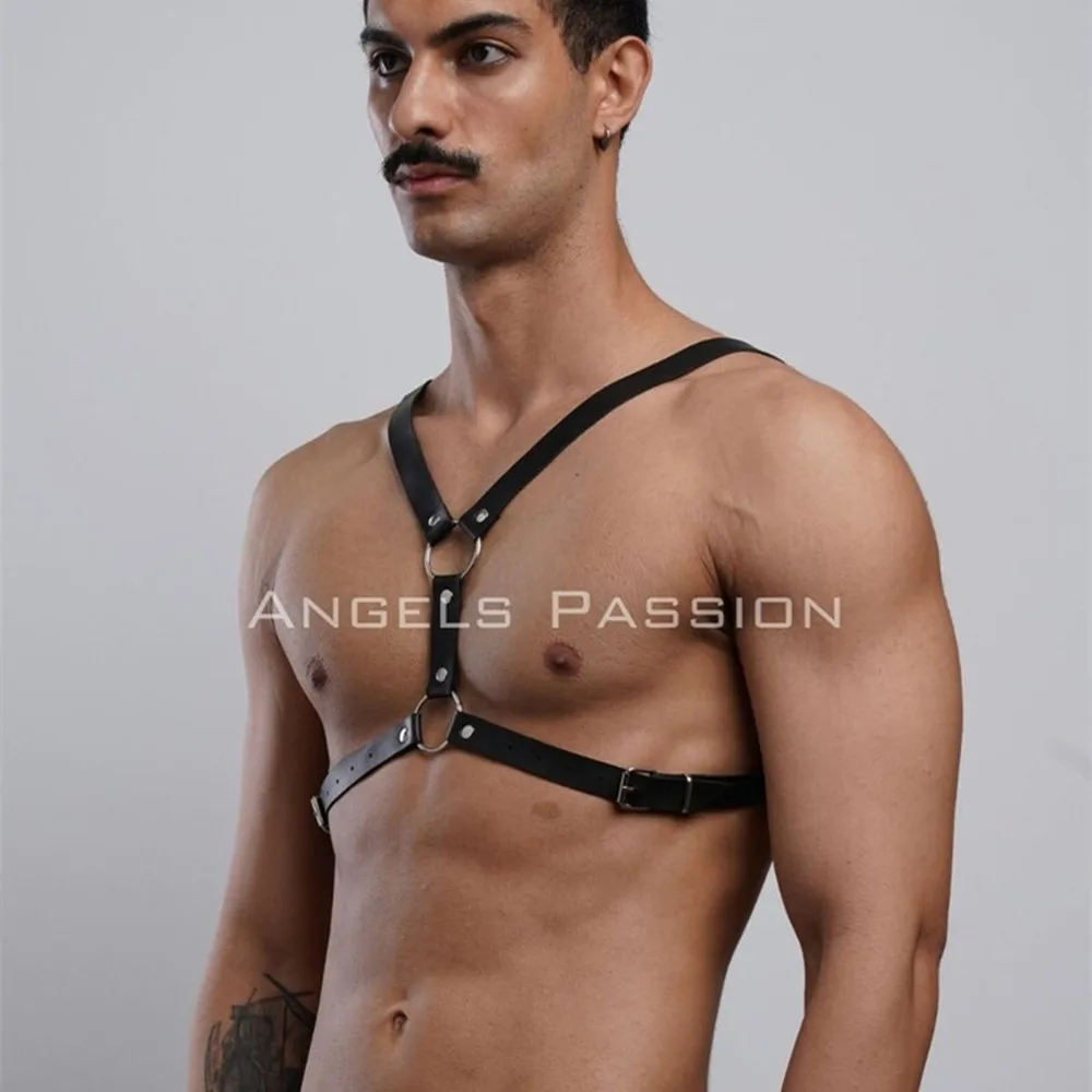 

Gay Rave Harness PU Men Sexy Bondage Restraints Leather Belt Chest Straps Harness Gay Buckles Punk Rave Clubwear Toys For Man