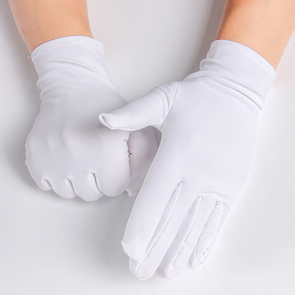 Men Women Spandex Thin Summer Pure Color Driving Gloves Etiquette Gloves Sun Protection Anti-UV