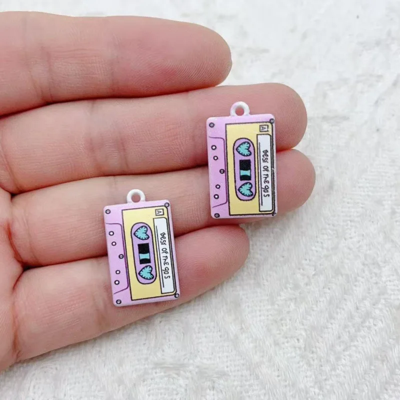 10pcs alloy jewelry accessories, oil drop printed magnetic tape pendant pendant, retro series, handmade DIY earrings, bags and s view 2