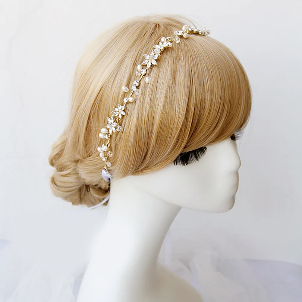 

Pearl Headband Elegant Handmade Floral Rhinestone Bridal Crown Wedding Photo Shoot Accessories Crystal Wreath Headwear