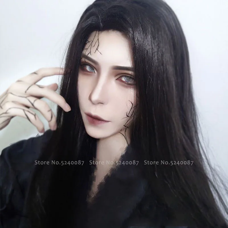 Men Hanfu Long Straight Hair Anime Cosplay Costume Japanese Anime Elf Prince Immortal Wigs Carnival Stage Performance Party Prop