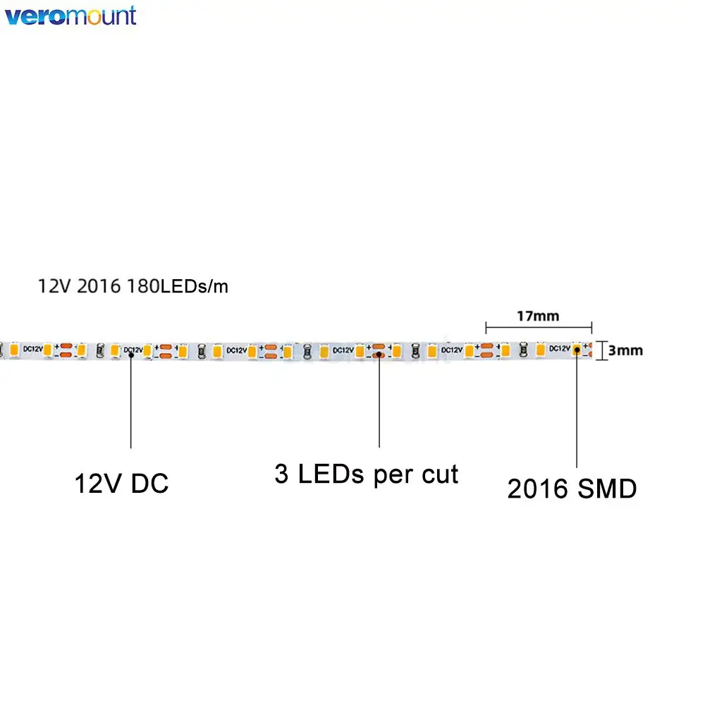 3mm Super wąska szerokość DC12V 5m 2016 LED Strip 180 led/m elastyczny pasek jasny biały, ciepły biały, niebieski, zielony, czerwony IP20 nie