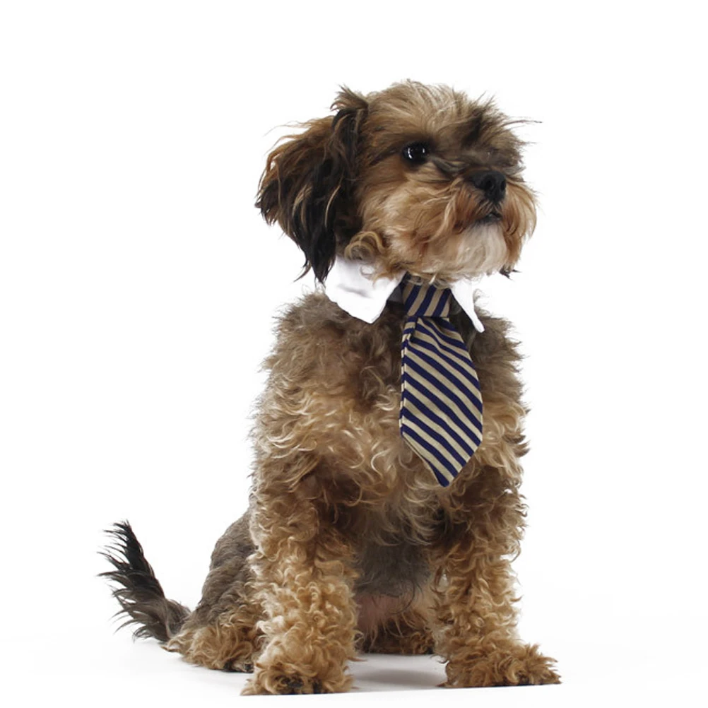 

Pets Dog Cat Neckties with Puppy Adjustable Collar Tie for Wedding Party Accessories - Size L (Blue & White Stripes