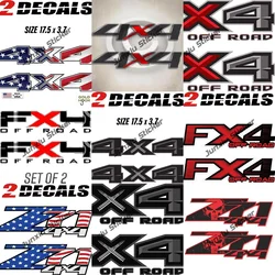 2 Piece Set 4x4 Red Truck Sticker FX4 Off Road Decal USA Black Flag Replacement Sticker F 150 Bedside Emblem for 4x4 Truck Decal