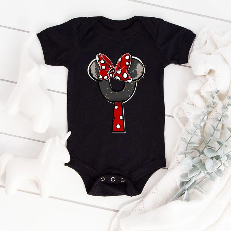 2023 New Baby Girls Clothes 100% Cotton Romper Minnie Mouse Name Capital Letters A-Z Print Jumpsuits Bodysuits & One-pieces