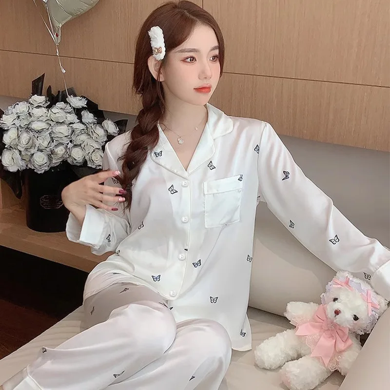 Style Elegant Colorful Butterflies Women's Pajamas Trendy Fashion Design Summer Short Housewear  New  Ladies Homewear 1