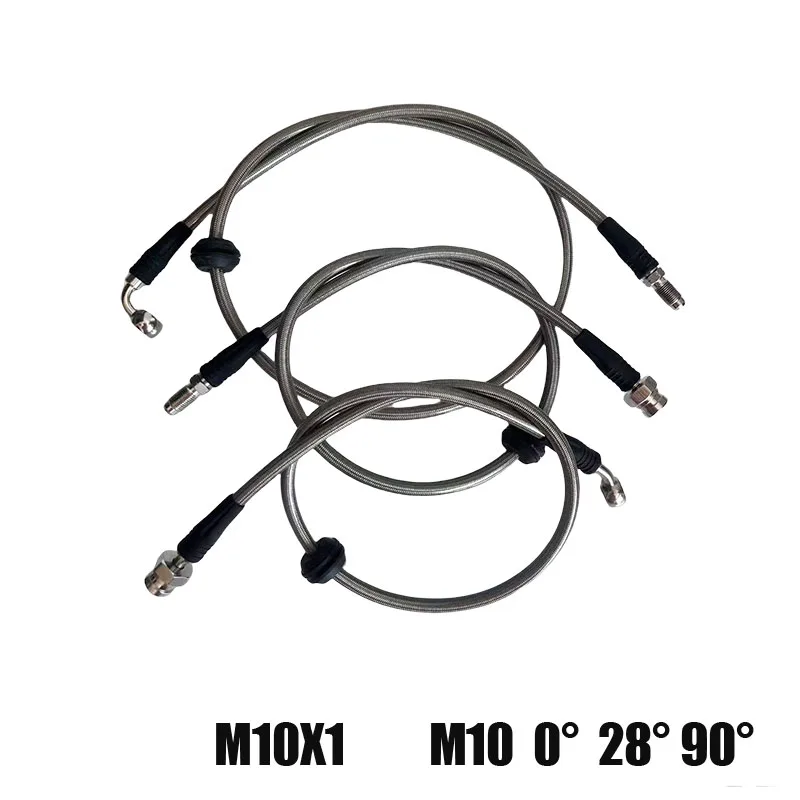 Stainless Steel Braided Hydraulic Brake Oil Hose Line for Motorcycle Automotive Car Reinforced Clutch Pipe Female M10x1 Convex