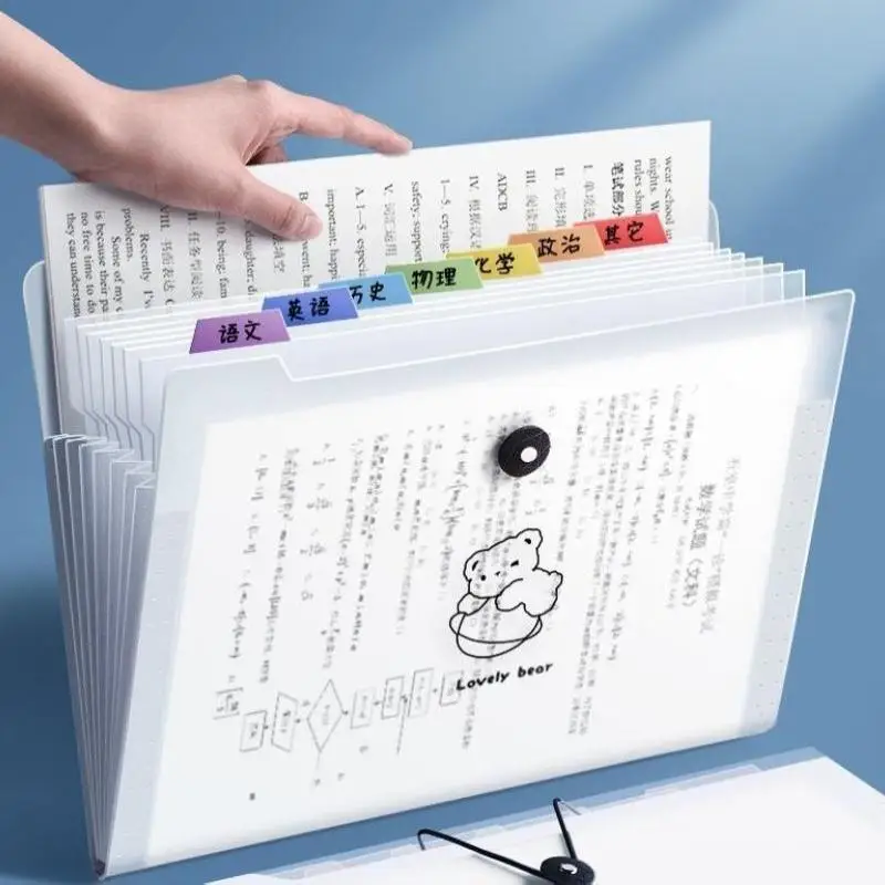 A4 Expandable File Folder Colored Tabs Large Capacity For Students Storing Test Papers Study Notes