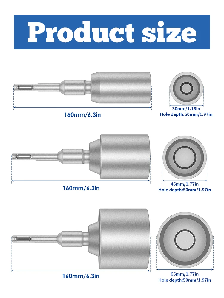 SDS Plus Ground Rod Driver 30/45/65mm Heavy Duty Grounding Rod Steel Drill Bit Driver For Electric Hammer