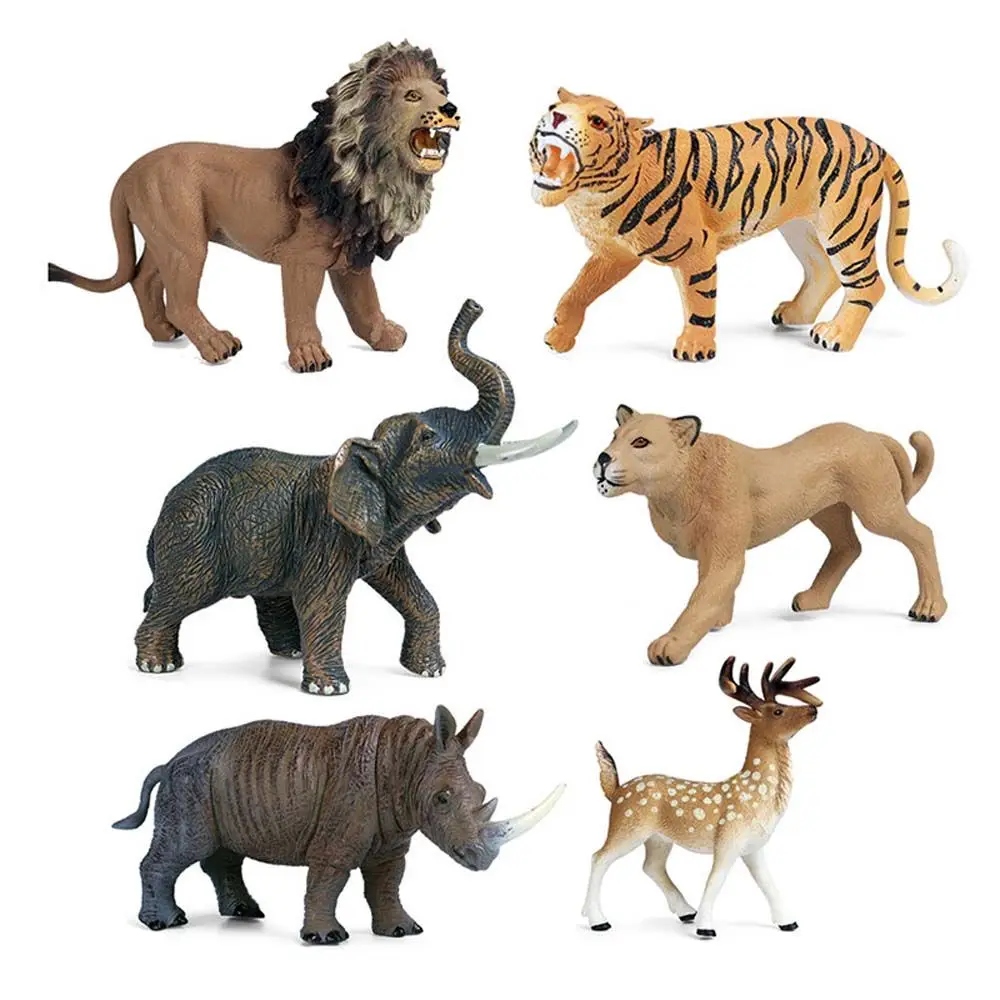 Educational Lion Miniatures Tiger Deer Elephant   Children Gift Action Figures Animal Model