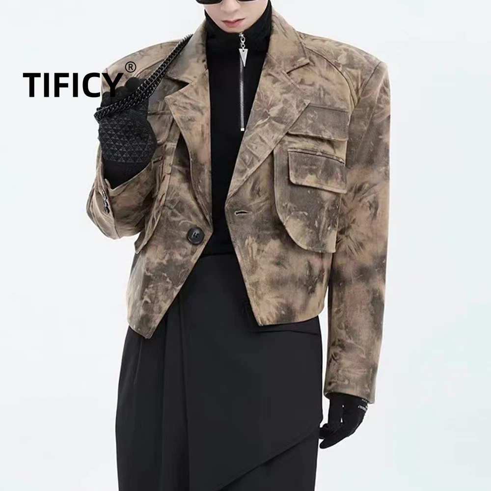 

Advanced Style Small Blazers Jacket Men's Rugged and Handsome Shoulder Padded Short Suit Blazer Masculino