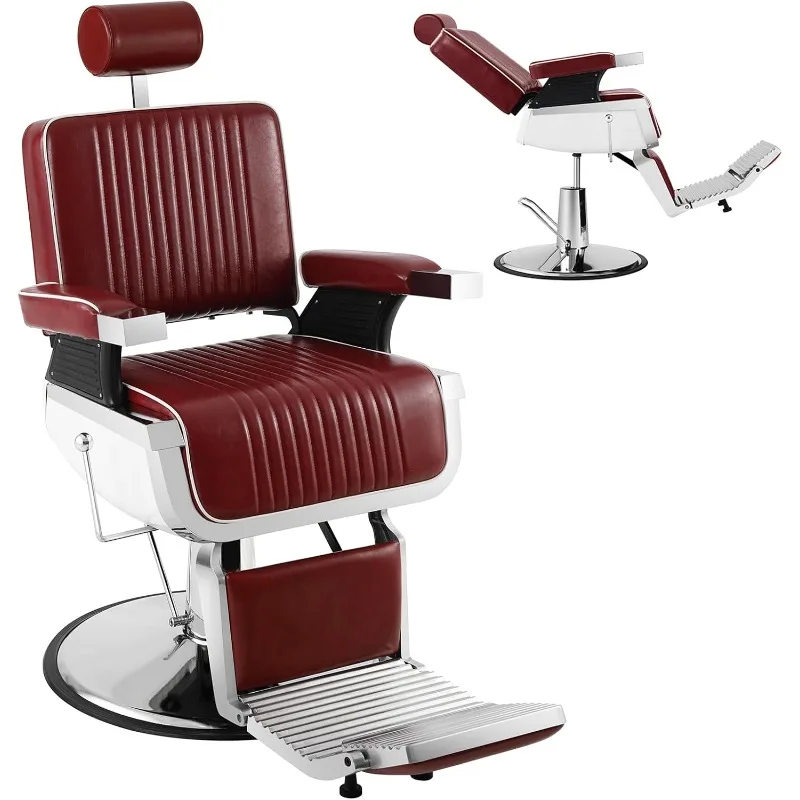 

Red Heavy Duty Barber Chairs for Professional Vintage Barbershop Chair Hair Salon Chair for Hair Stylist