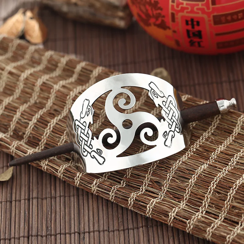 Vintage Hair Crown Hairpin Cosplay Hanfu accessori copricapo in lega antica cinese Topknot corona fili di capelli per uomo donna