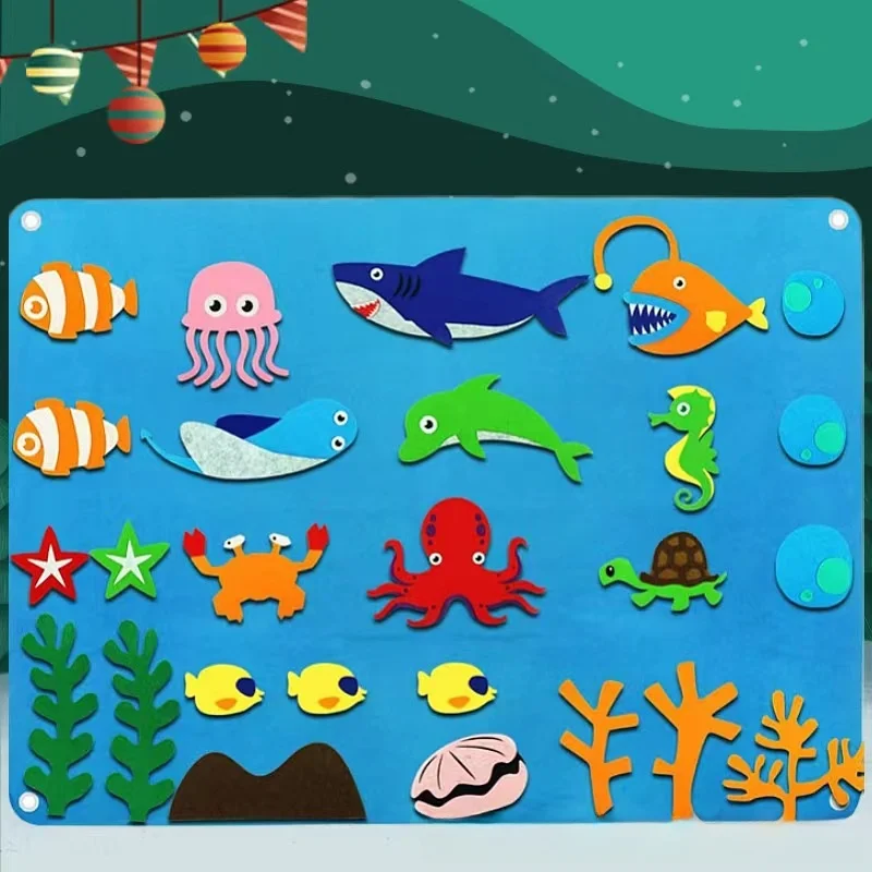 Cross-Border Early Eon 3D DIY Felt Game Bag S Board Busy Board Printed Dinosaur Animal Toys for Children