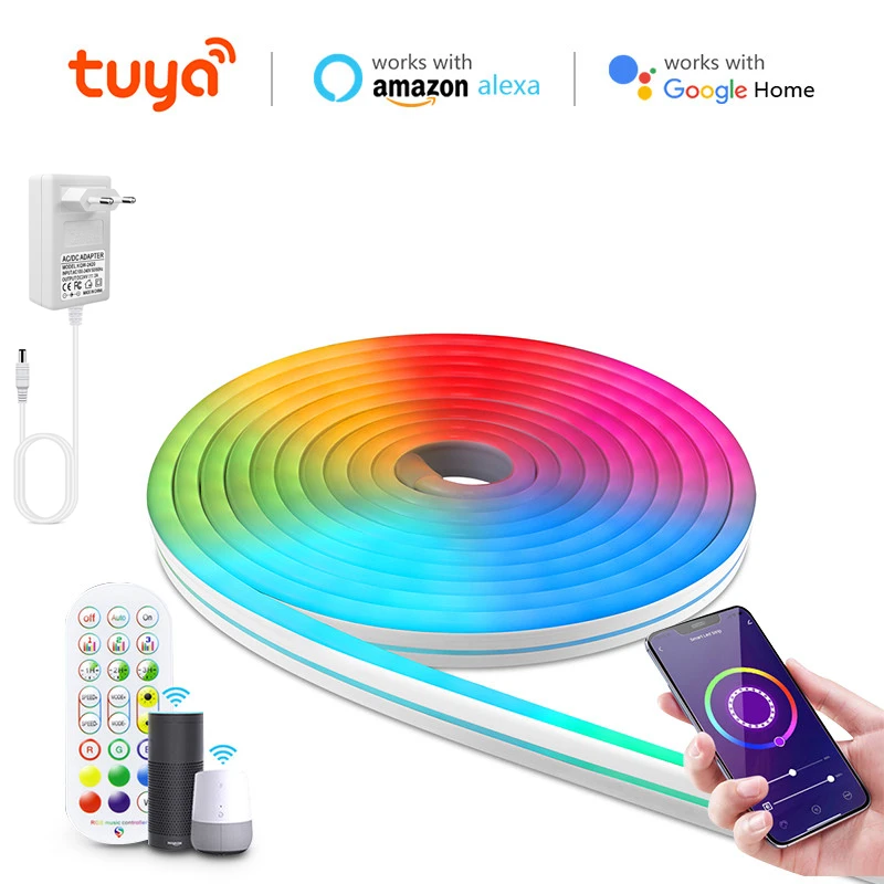 Tuya Smart Life RGB Neon Led Strip Lights Wifi APP Remote Led Tape TV Backlight Decor Lighting Work with Alexa Google Home