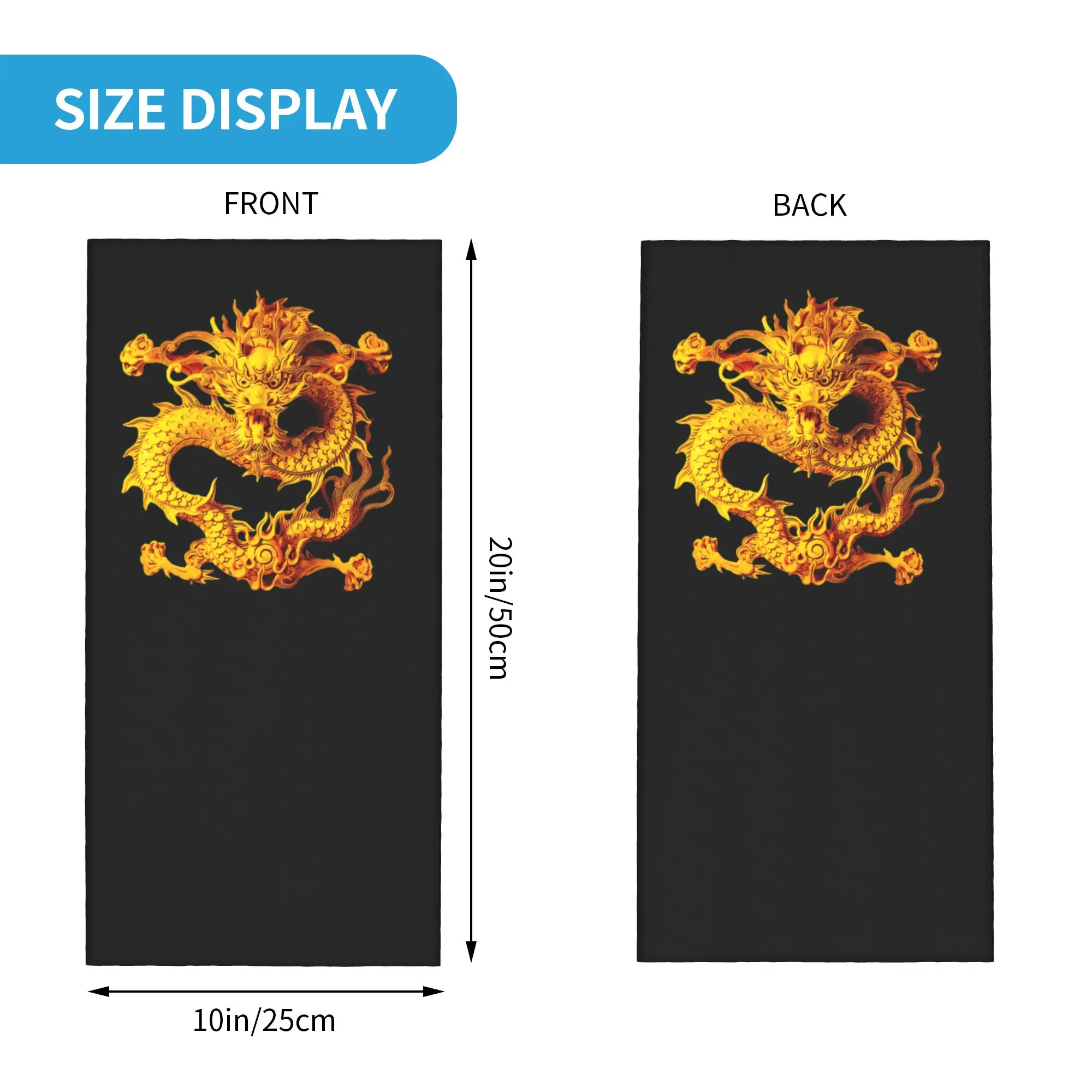 Custom Chinese Golden Dragon Bandana Winter Neck Warmer Men Windproof Wrap Face Scarf for Hiking Asian Oriental Style  Headband