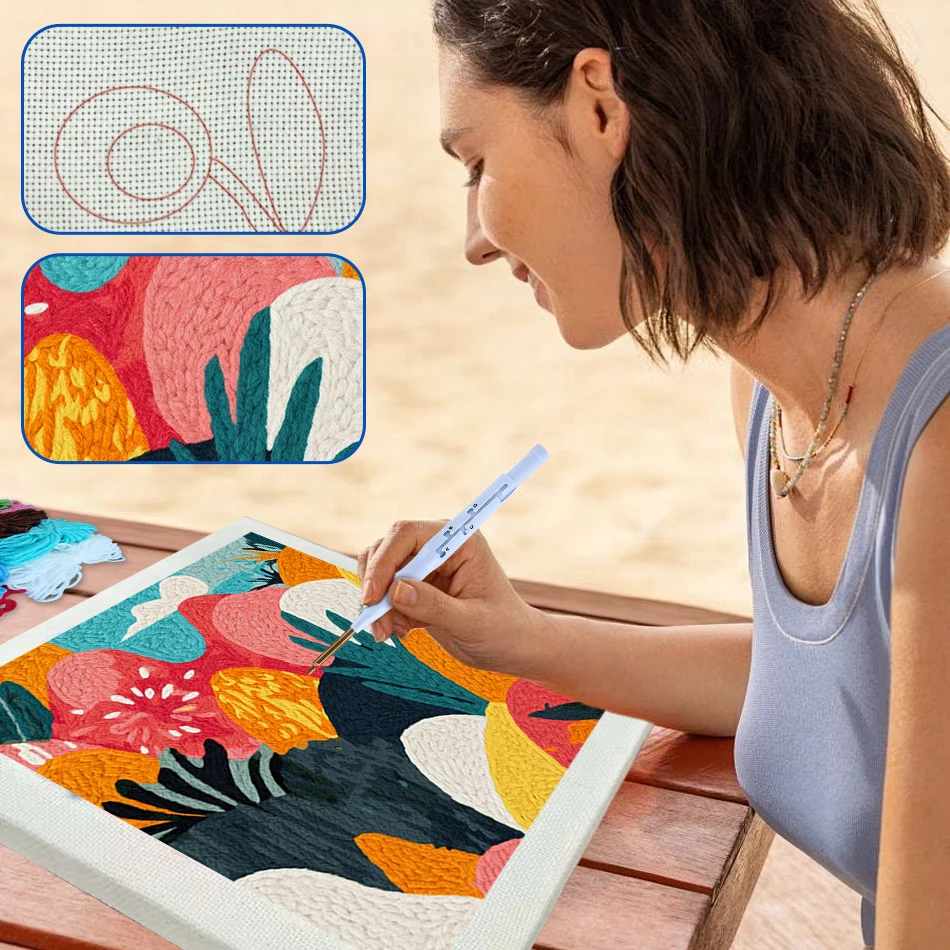 

GATYZTORY punch needle embroidery kits Sewing with frame Embroidered patches adult crafts Art and crafts with needles stitch set