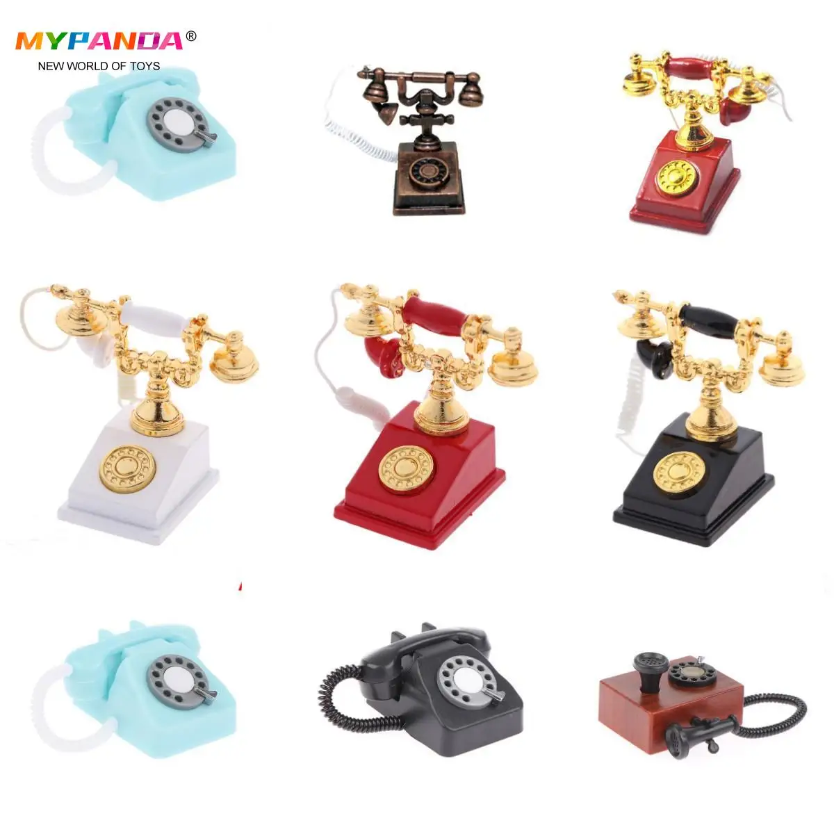 1/6 1/12 Dollhouse Miniature Phone Telephone Ipad Microphone Gramophone Wall Mount Phone Pretend Play Furniture Toys 1pcs