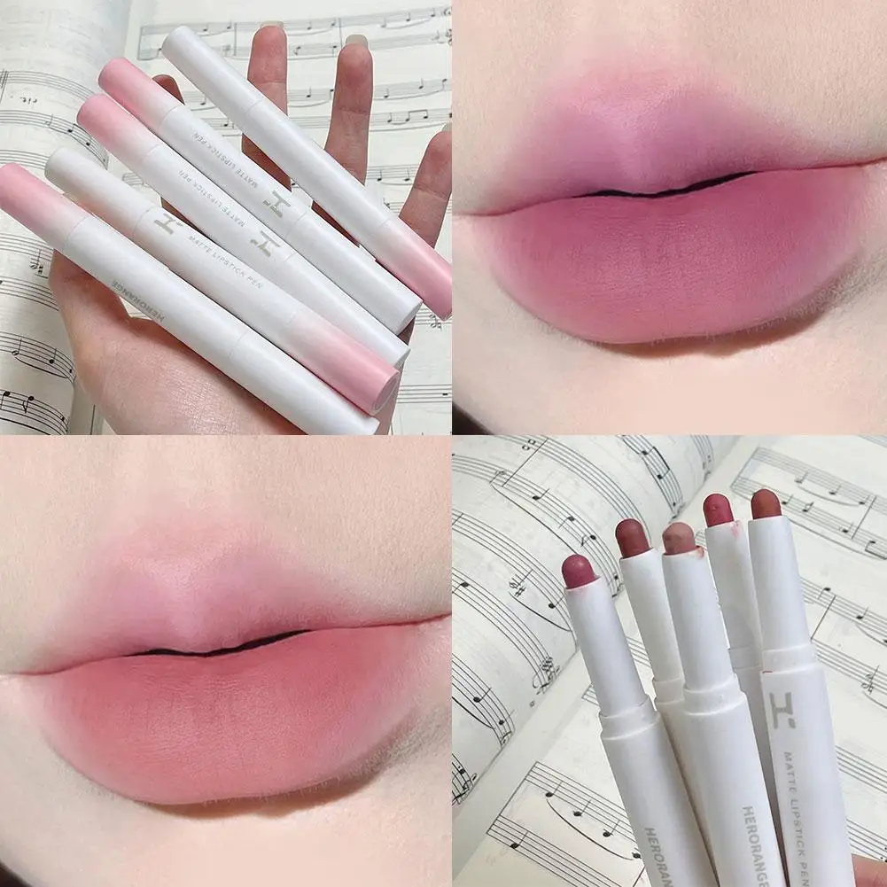 Tweekoppige Lippenstift Natuurlijke Fluwelen Matte Waterdichte Lange Gladde Make-Up Lippen Sexy Koreaanse Duurzame Cosmetica H0h5