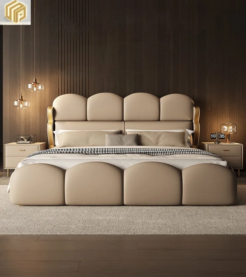 

Leather bed villa master bedroom wedding bed personalized designer high-end leather bed modern simple double bed