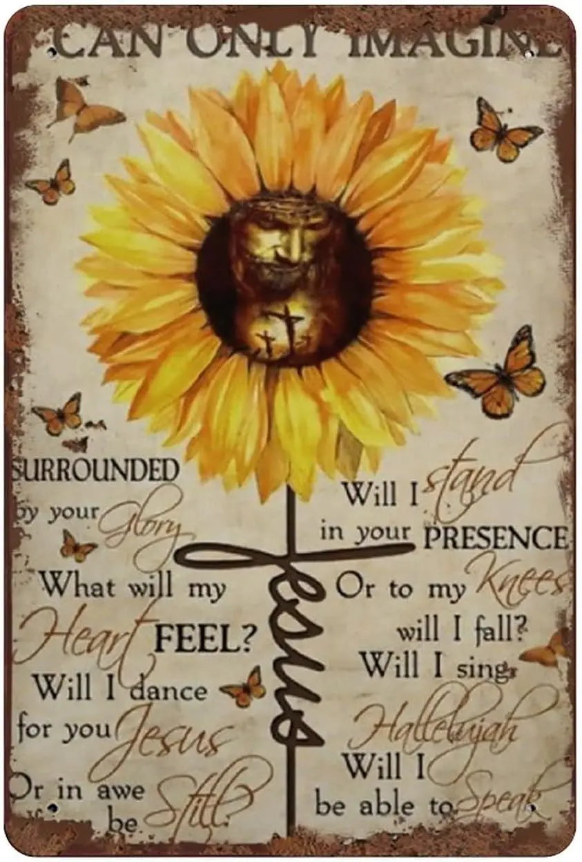 Жестяной знак гром Иисуса я могу только себе представить жестяной знак Подсолнух жестяной знак Иисус крест Иисус Подсолнух винтажный металлический знак налет