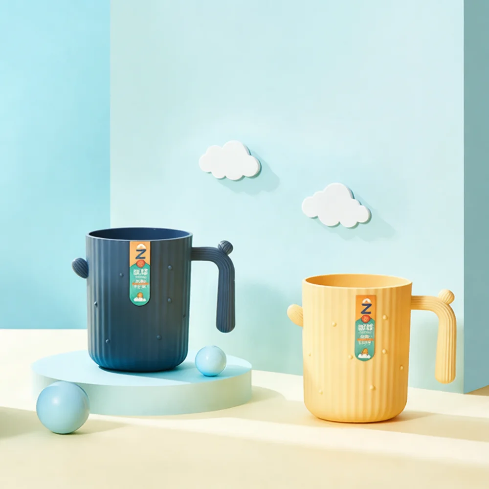 Cactus Design Toothbrush Cup Elegant Plastic Bathroom Mouthwash Mug Minimalist Home Decorative Gargle Container