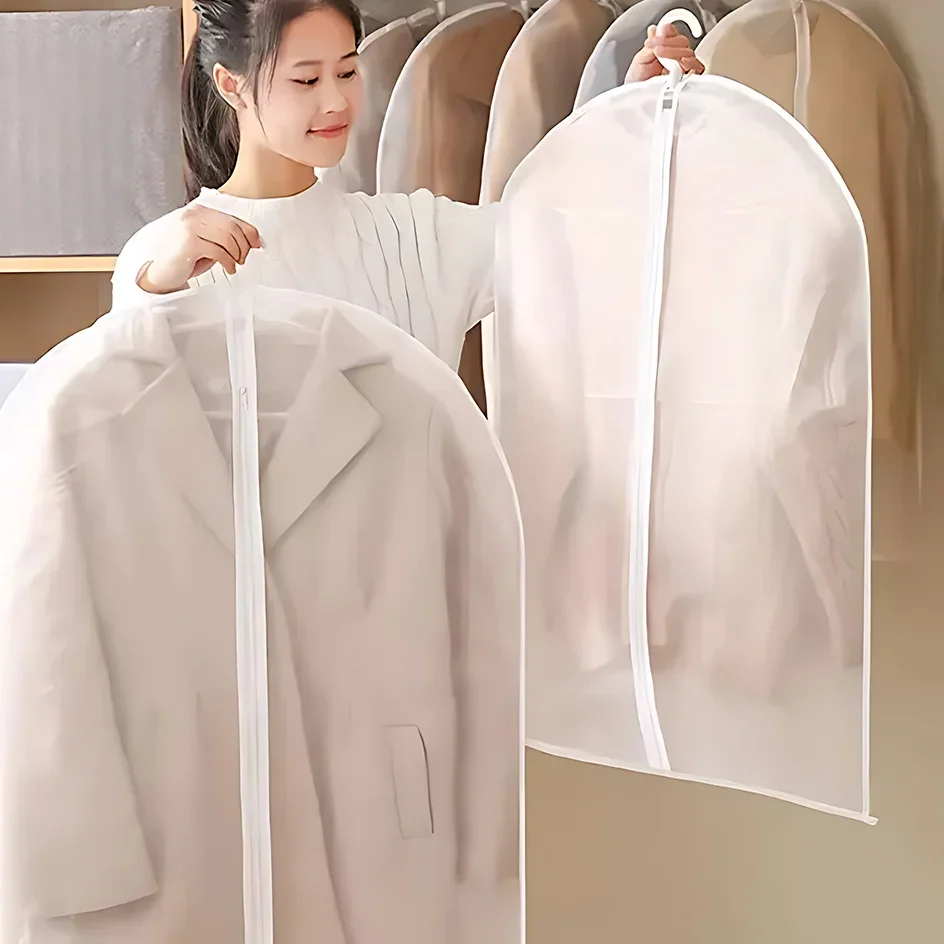 1/3/5/10PCS Washable Clothes Hanging Dust Cover  Wedding Dress Cover Suit Coat Storage Bag  Wardrobe Hanging Clothing Organizers