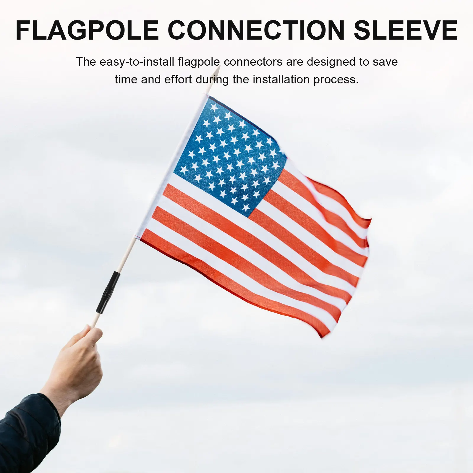 10Pcs Flagpole Coupling Sleeve Heavy Duty ABS Flagpole Joints Connector Secure Stable Extension Linking Adapter for Flags