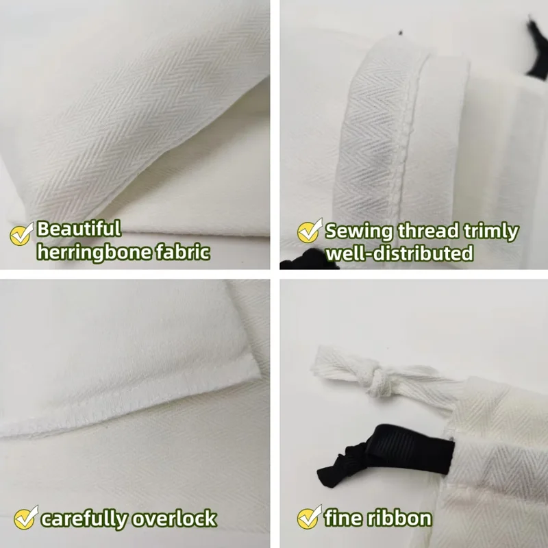 Herringbone Canvas Gift Bags 5x7cm 7x9cm 10x15cm 50pcs/Lot Custom Logo cotton drawstring Sack Small Jewelry Pouch