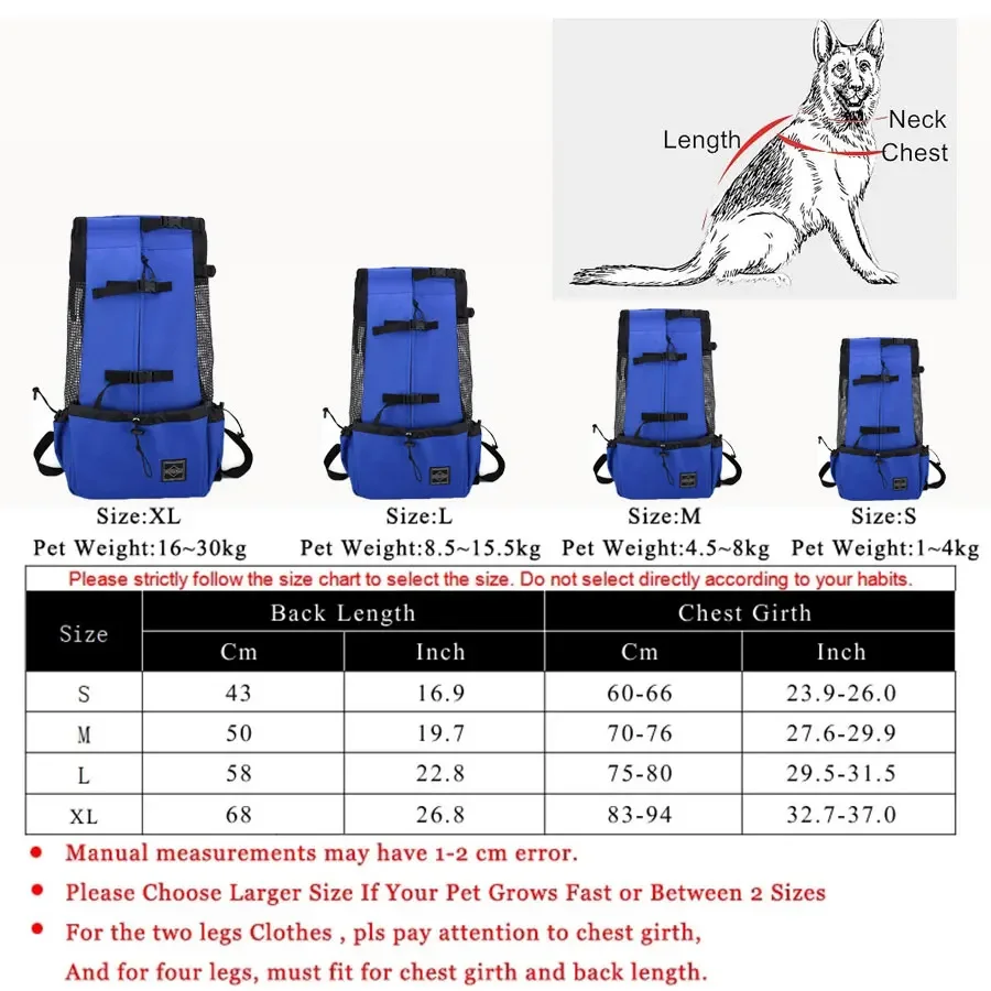 Zaino per cani di grandi dimensioni borsa per cani da compagnia traspirante all\'aperto escursionismo borsa per cani durevole regolabile per Bulldog