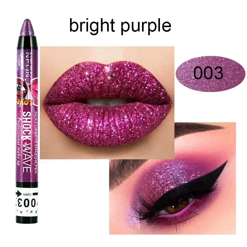 2 in 1 Eye Shadow Pen Waterproof Not Smudge Eye Shadow Stick Lip Make Up Pencil Glitter Long-lasting Eyeshadow Lipsticks