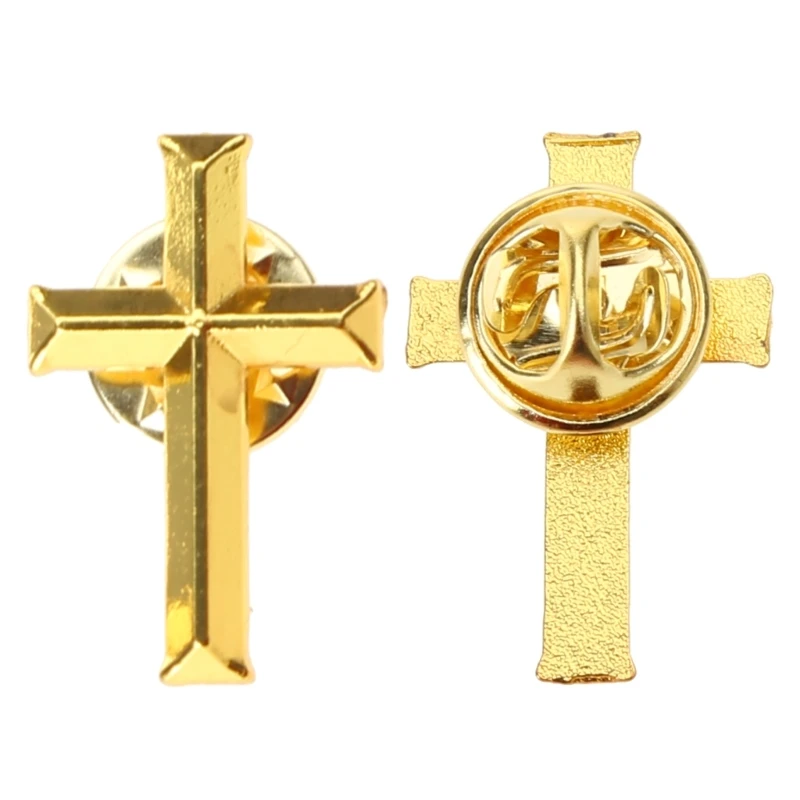 10pcs/set Golden Cross Metal Badge on Christian Cross Pin Brooch Jewelry For Women Men Party Jewelry Accessories Gifts