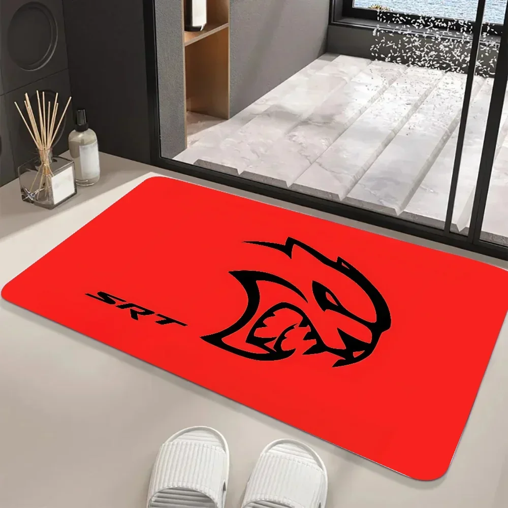 Hellcat Demon Dodge Challenger Car Floor Mat Graphic Printed Flannel Doormats For Bathroom Kitchen Entrance Carpet Home Decor