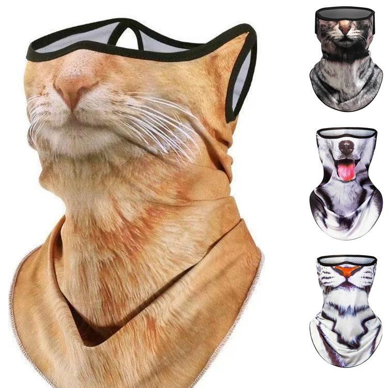 

3D Animal Cat Design Summer Full Face Neck Protector Sun Shield Breathable Quick Dry Polyester Helmet Liner for Outdoor Cycling