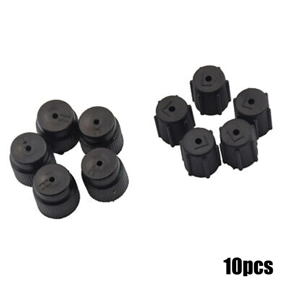 10PCS R134a Air Conditioning Cap Set 5 High 16mm And 5 Low Pressure Valve Covers For Car AC Maintenance Black