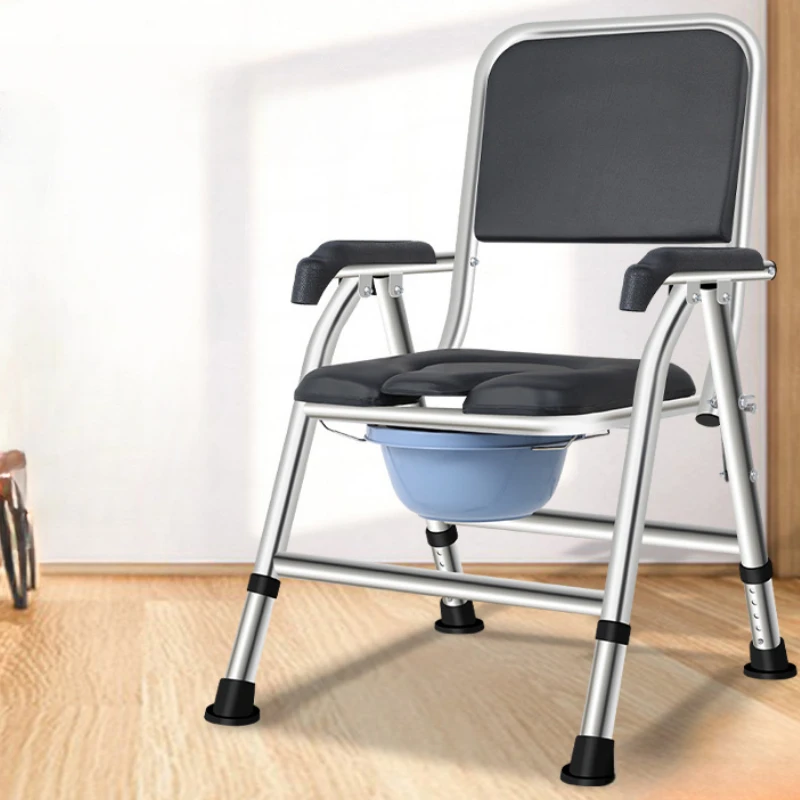 Stainless Steel Toilet Seat Chair  Reinforced Adjustable Toilet Stool  Elderly and Disabled Mobile Toilet  Foldable Sturdy Seat