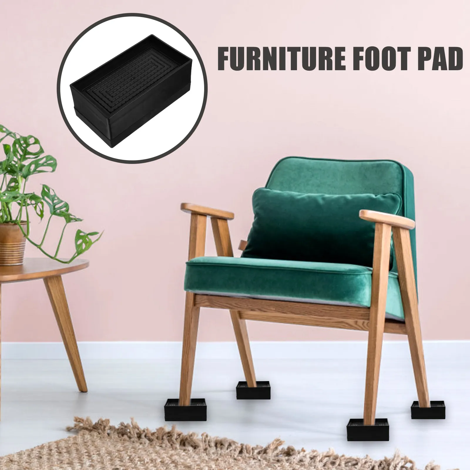 4Pcs Furniture Foot Pads Height Increase Nonslip Tpu Furniture Risers for Bed Chair Table Sofa Leg Protection Hardwood Floor