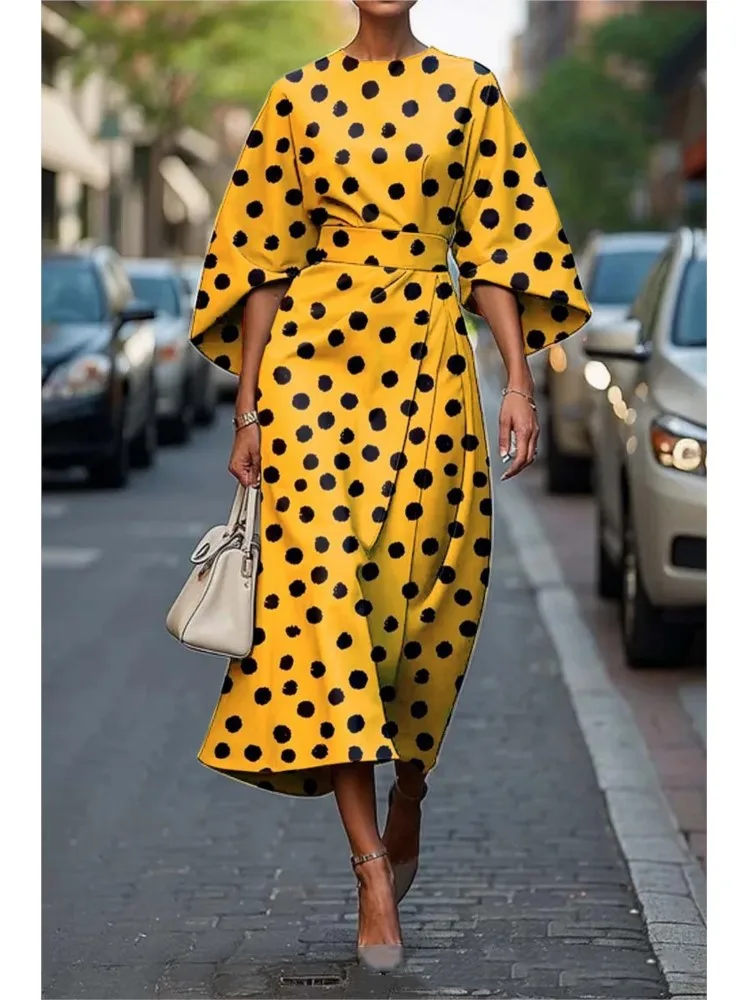 

2025 Elegant Party Evening Dresses French Vestidos Dress Temperament Vestido Femininos Intellect Striped Long Sleeves Leace-up