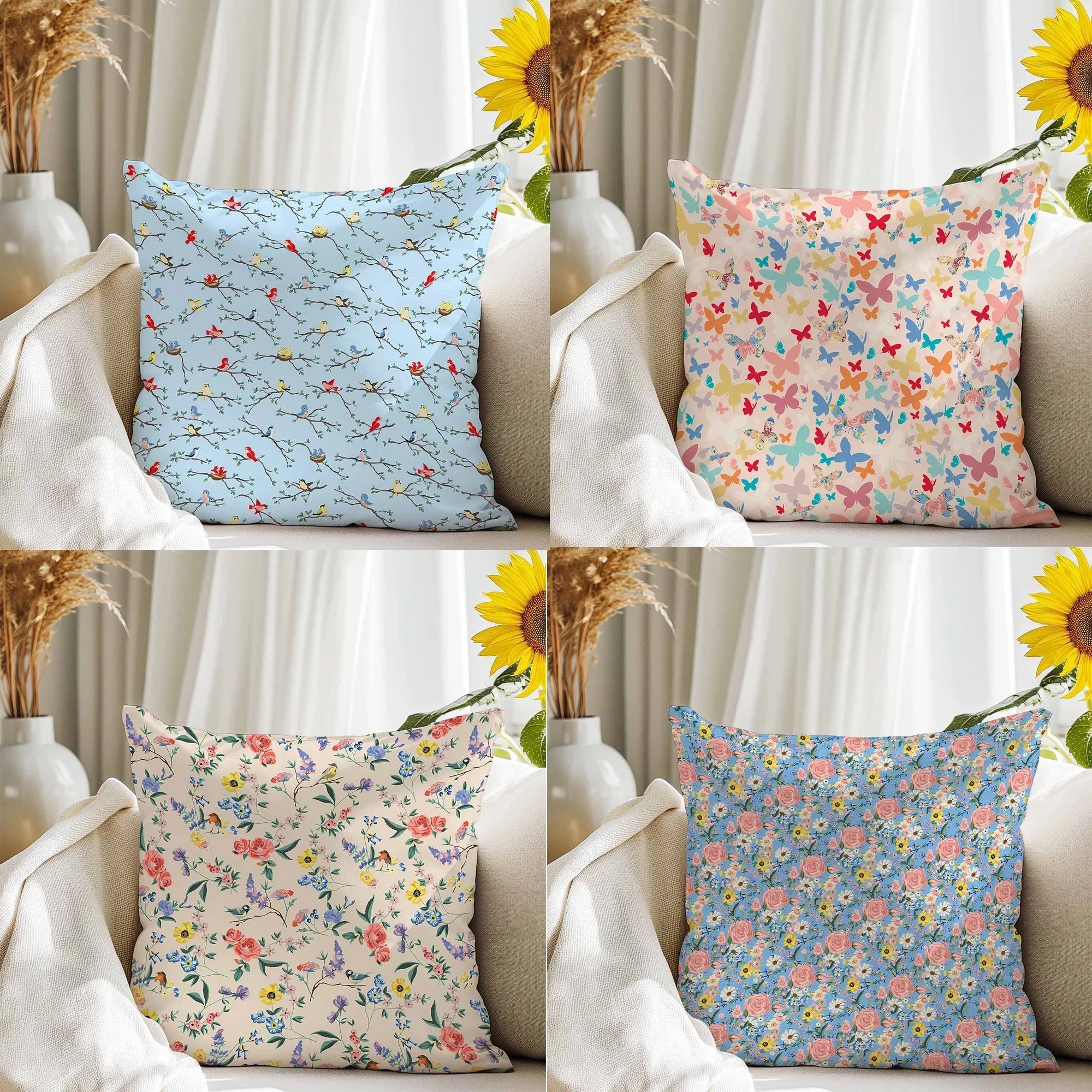 Freshfloral Home Throw Pillow Cover Sofa Living Room Decorative Cushion Cover Bedside Waist Pillow Lunch Break Square Pillowcase