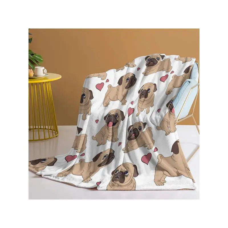 

Halloween Cartoon Pug Flannel Blanket - Soft, Scenic, Lightweight, Suitable for Sofa, Office, Bed, Nature, Travel -