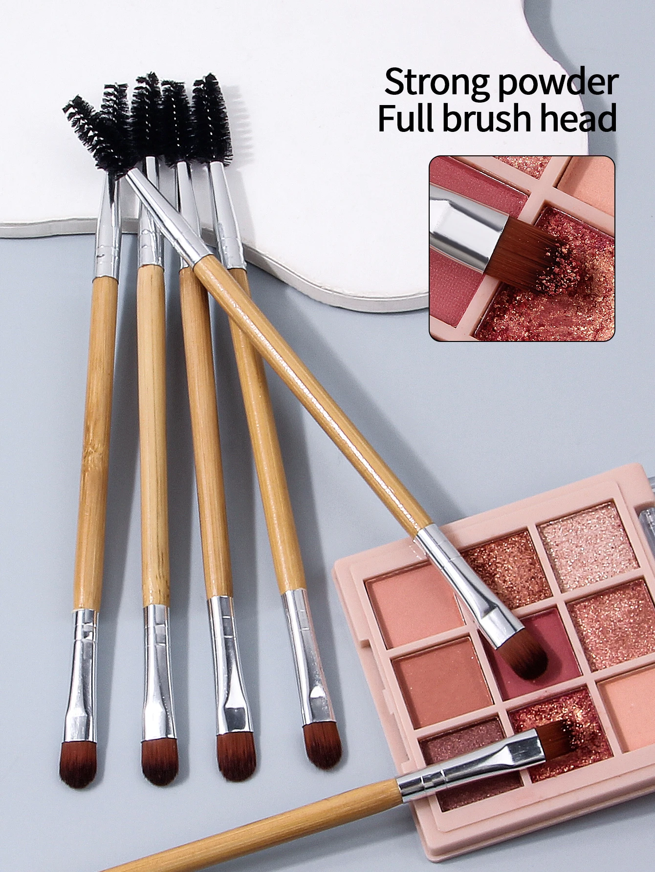 Ensemble de pinceaux de maquillage pour les yeux multifonctionnels à Double extrémité, brosse pour fard à paupières et brosse à cils avec manche en bambou, outils de beauté professionnels, 12 pièces